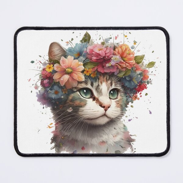Item preview, cat wearing flower crown designed and sold by thaworn-kdt.
