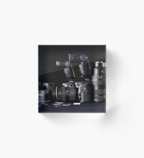 Set of photographs. DSLR camera, lens and flash Acrylic Block