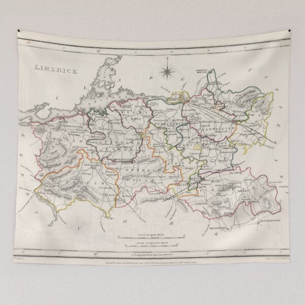 Item preview, Vintage Map of Limerick County Ireland (1846) designed and sold by BravuraMedia.
