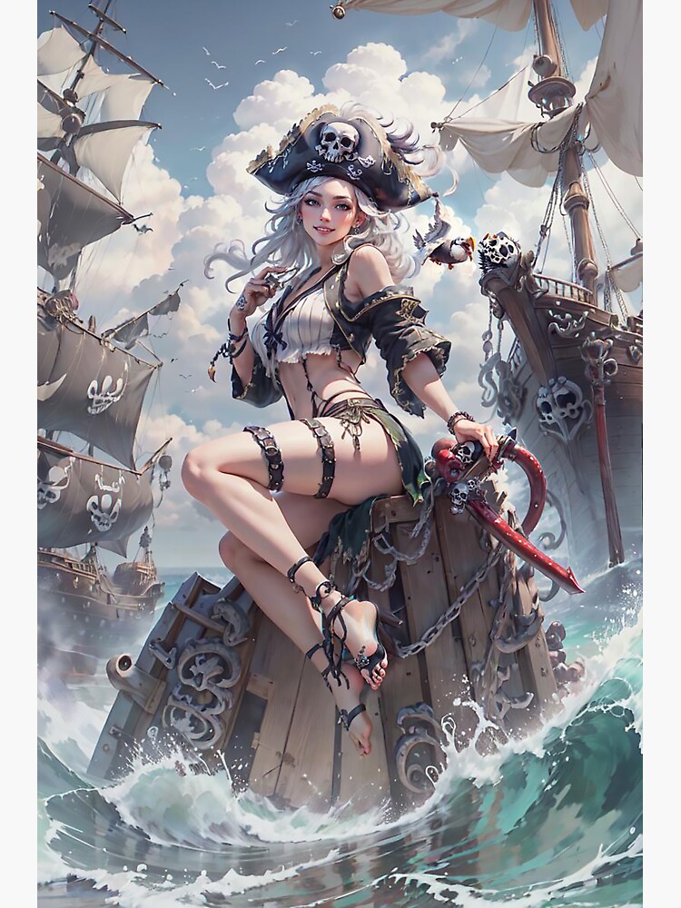 Sea of Adventure - Pirate Anime Girl Illustration