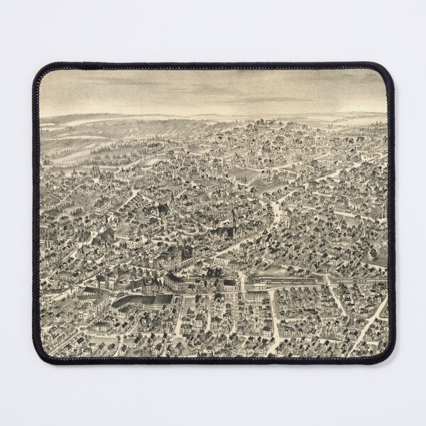 Item preview, Vintage Newton MA Pictorial Map (1897) designed and sold by BravuraMedia.