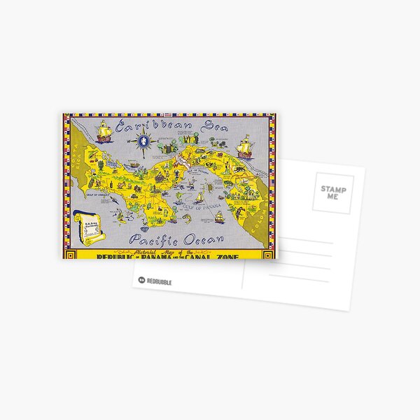 Item preview, Vintage Pictorial Map of Panama (1952) designed and sold by BravuraMedia.