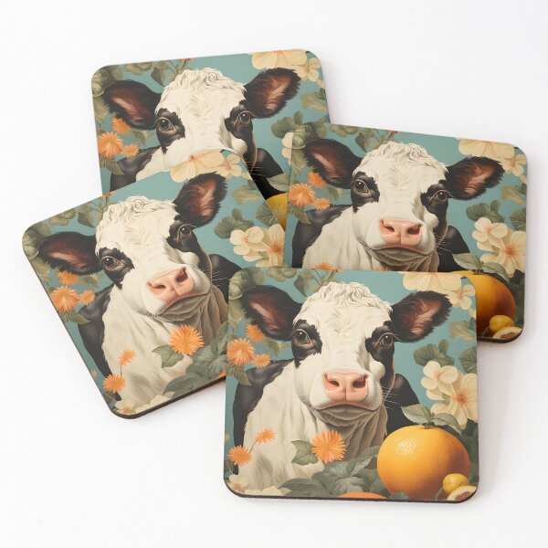 Item preview, Retro Vintage Country Cow Floral Design - Rustic Farmhouse Art designed and sold by The Whimsical Homestead.