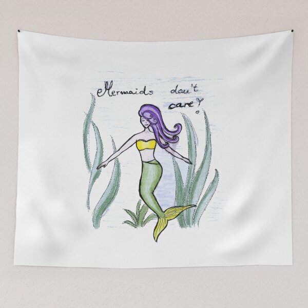 Item preview, Mermaids Dont Care Mermaid Art Design Quotes designed and sold by HighArtDesigns.