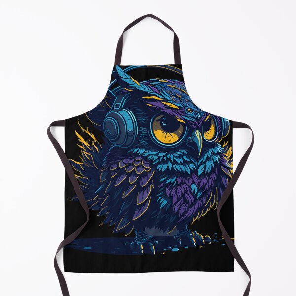 Item preview, Futuristic owl with blue headphones designed and sold by toshagearw.