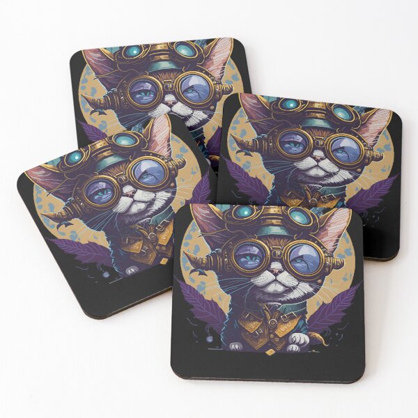 Item preview, Süße Steampunk Katze mit Brille designed and sold by toshagearw.