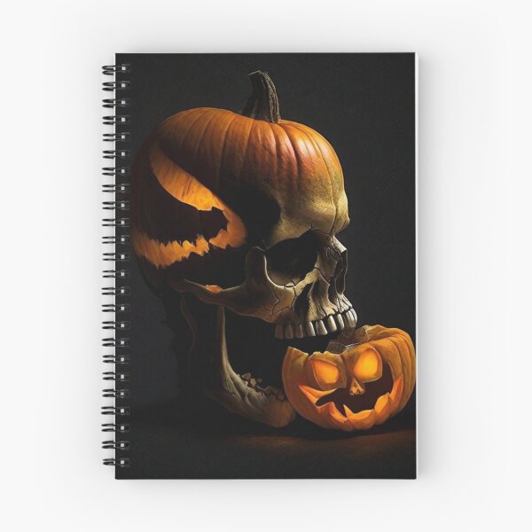 Artikelvorschau, Kürbisschädel: Halber Kürbis und halber Totenkopf scheinen eine Halloween-Kürbislaterne zu fressen. entworfen und verkauft von DWeyers.