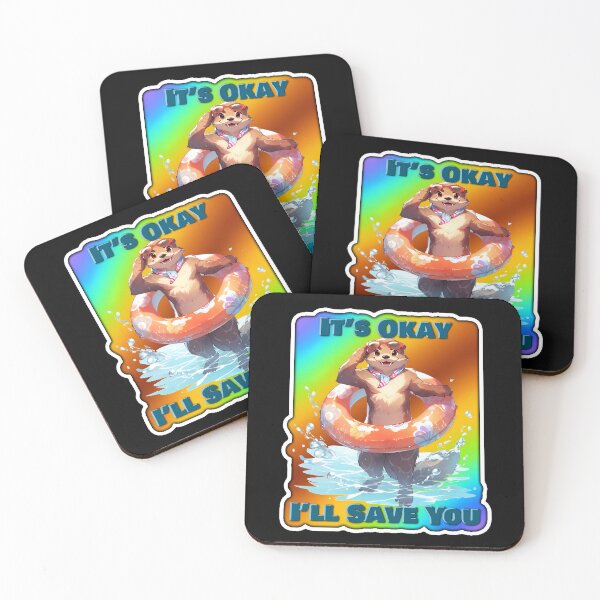 Item preview, Rainbow Otter Lifeguard Sticker It's Okay I'll Save You Sticker and Shirt Design by ZeesDesign on Redbubble designed and sold by ZEESDESIGN.