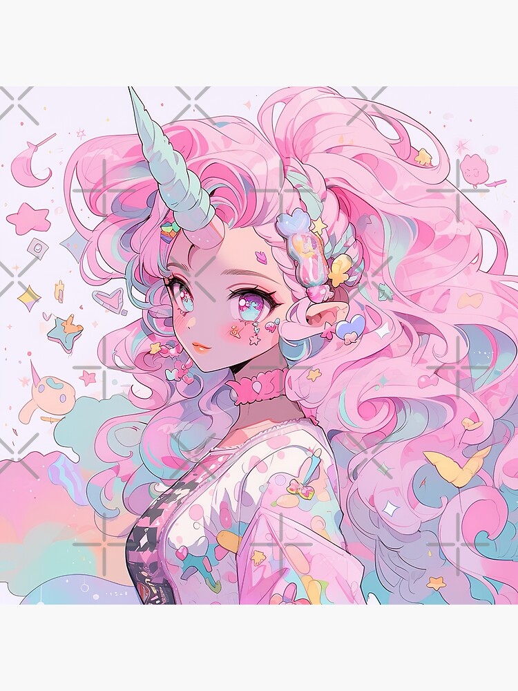 Pretty Pink Unicorn Anime Girl