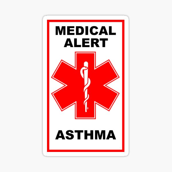 "ASTHMA Medical Alert Awareness Red" Sticker for Sale by FrugalFox