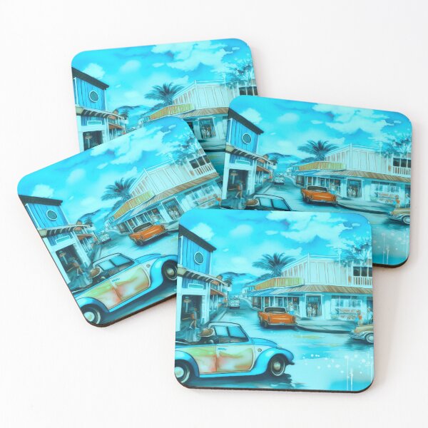 Item preview, Retro Lahaina Main Steet Splashy Watercolor  designed and sold by sunnthreads.