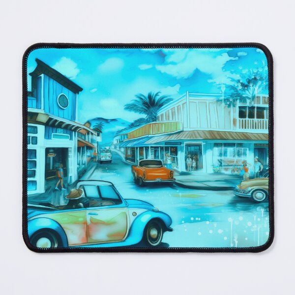 Item preview, Retro Lahaina Main Steet Splashy Watercolor  designed and sold by sunnthreads.