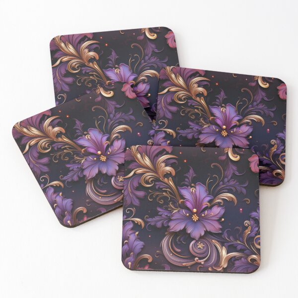 Item preview, Purple and Gold Flowers Pattern 3 designed and sold by muskitt.