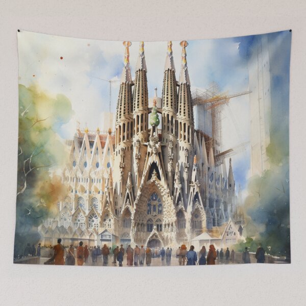 Item preview, A Watercolor Design of the Sagrada Familia - Barcelona - Spain designed and sold by Sketch-Shack.