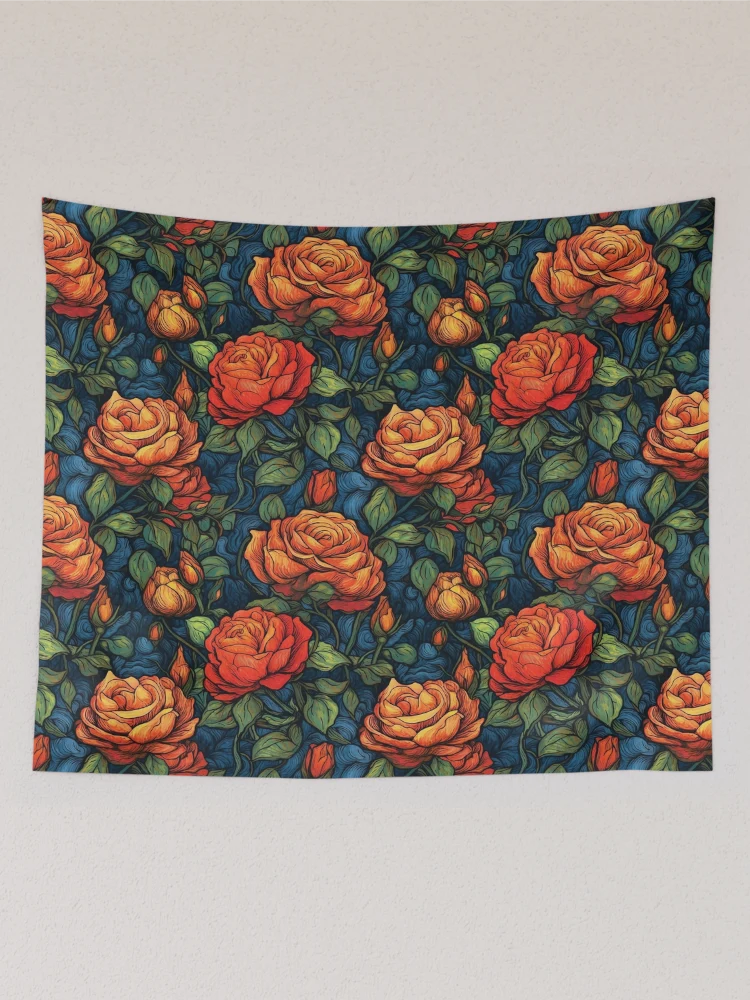 Thumbnail 2 of 3, Tapestry, Van Gogh Roses Pattern 19 designed and sold by DigitalPatternx.