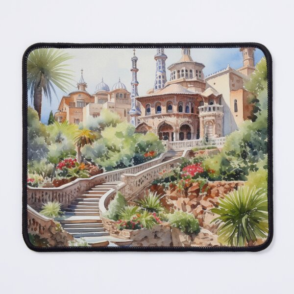 Item preview, A Watercolor Design of the Park Güell - Barcelona - Spain designed and sold by Sketch-Shack.