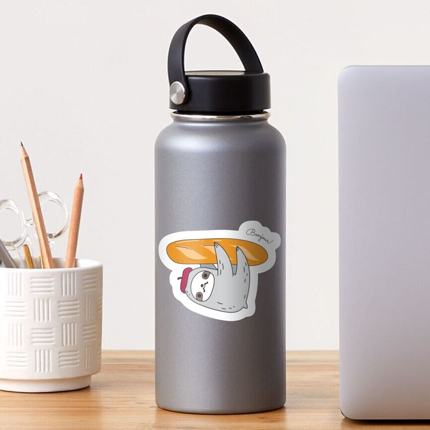 French sloth with baguette Sticker