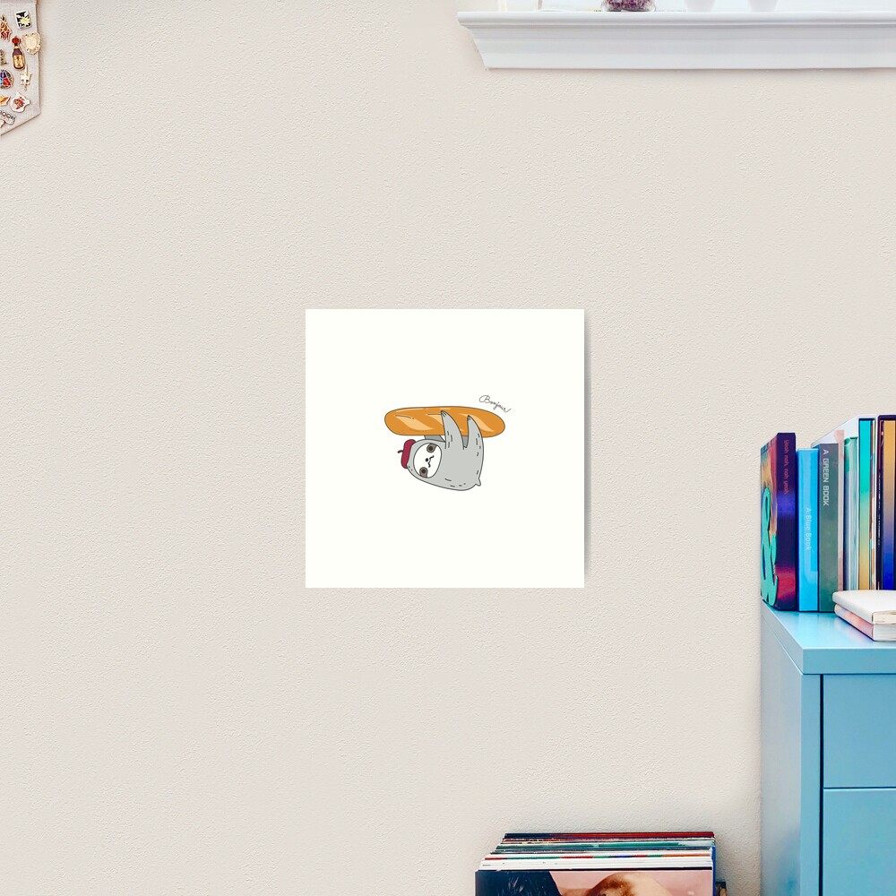French sloth with baguette Art Print
