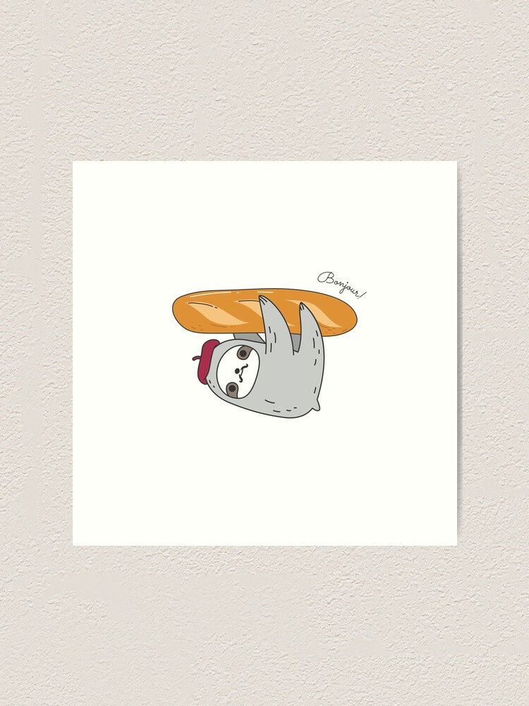 Alternate view of French sloth with baguette Art Print