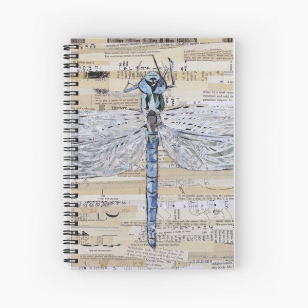 Blue Dragonfly Collage by C.E. White Spiral Notebook