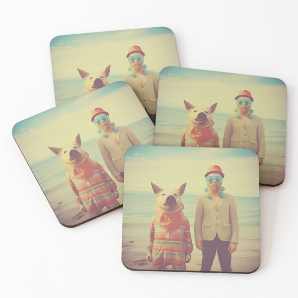 Item preview, "Party Animals" Ironically Epic Beach Party Vintage Photo with an Anthropomorphic Pig designed and sold by Alcyonian.