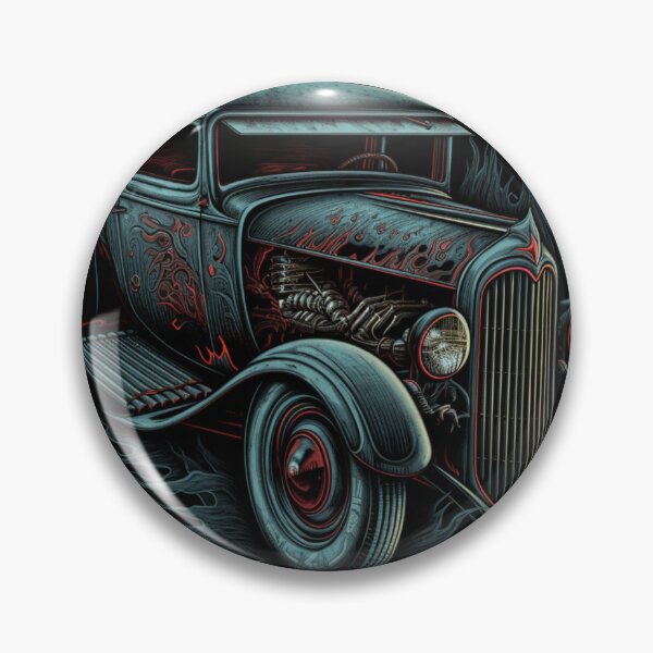 Item preview, "Infernal Coupe: Blue Ford Hot Rod with Macabre Illustrations and High Detail" designed and sold by WhiteWolfe0127.