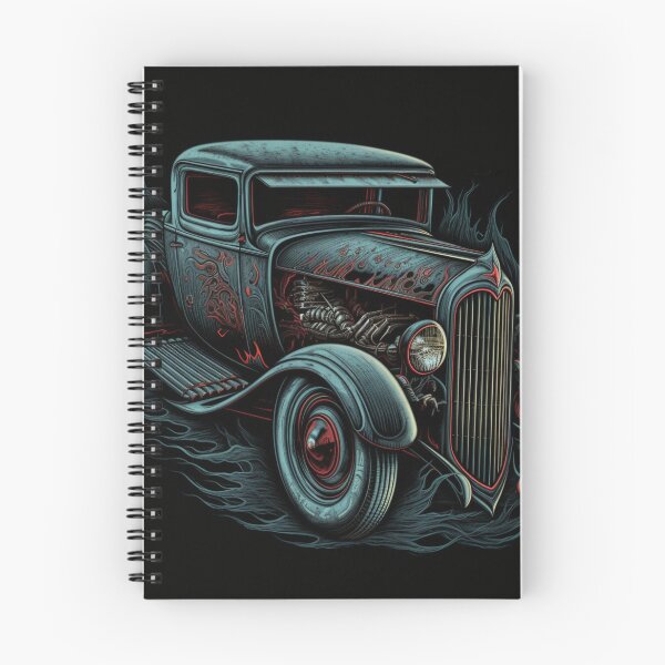 Item preview, "Infernal Coupe: Blue Ford Hot Rod with Macabre Illustrations and High Detail" designed and sold by WhiteWolfe0127.