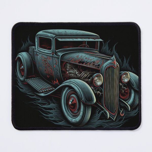 Item preview, "Infernal Coupe: Blue Ford Hot Rod with Macabre Illustrations and High Detail" designed and sold by WhiteWolfe0127.
