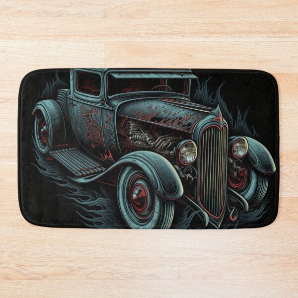 Item preview, "Infernal Coupe: Blue Ford Hot Rod with Macabre Illustrations and High Detail" designed and sold by WhiteWolfe0127.