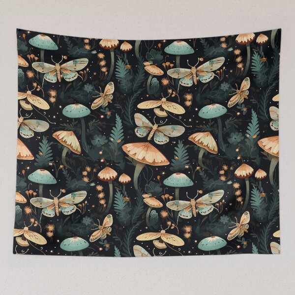 Item preview, Moth and Mystical Magic Mushrooms Art designed and sold by meggydesigns.