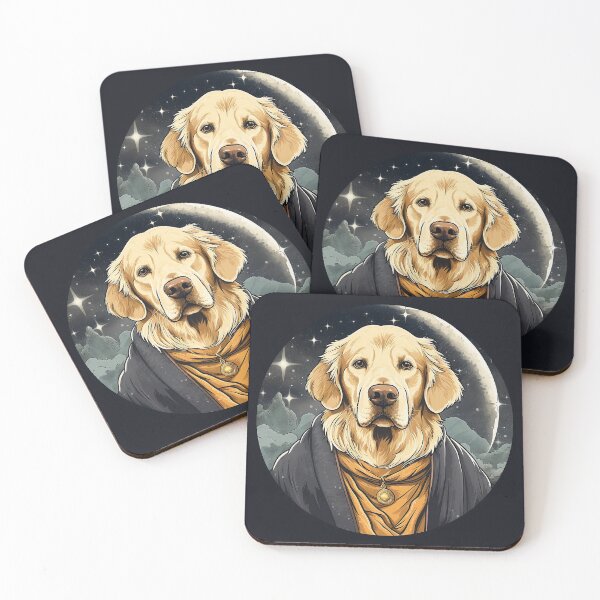 Item preview, Enchanting Nights with 'Starry Paws Mage': The Young Golden Retriever Mage under the Moonlight designed and sold by Christian Weiss.