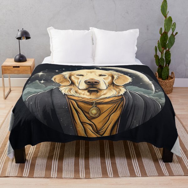 Item preview, Enchanting Nights with 'Starry Paws Mage': The Young Golden Retriever Mage under the Moonlight designed and sold by Christian Weiss.