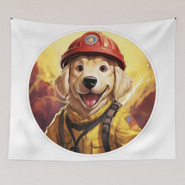 Item preview, Meet 'Blaze': The Courageous Firefighter Golden Retriever Who Braves the Flames designed and sold by Christian Weiss.
