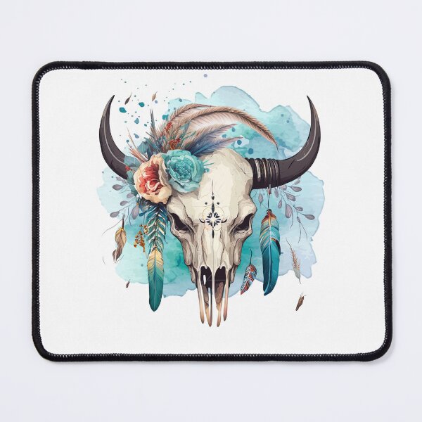 Item preview, Indians plume with a skull, Bohemian style, Watercolors designed and sold by Katarzyna Dembek.