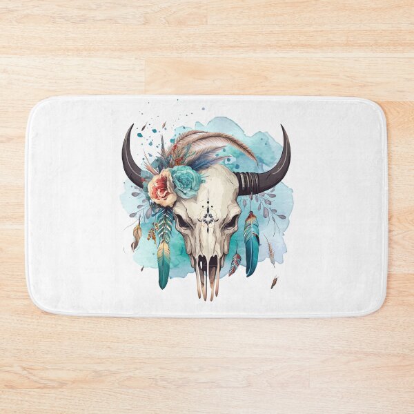 Item preview, Indians plume with a skull, Bohemian style, Watercolors designed and sold by Katarzyna Dembek.