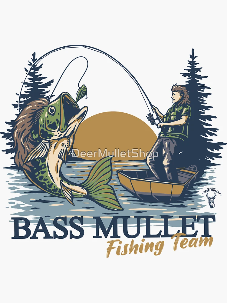 STICKY DUDE, Bass Mullet Sticker Fishing Sticker