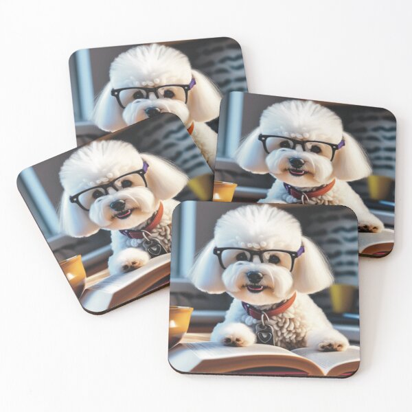 Item preview, Dog Reading a Book Wearing Glasses - Bichon Frise   designed and sold by AllOfUsOrNone.