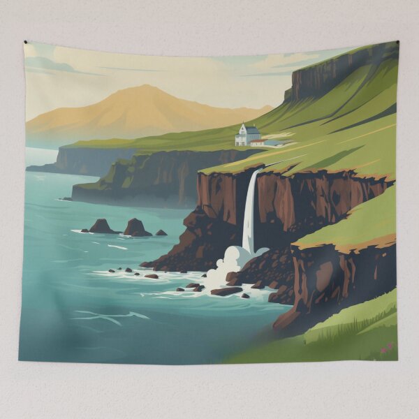 Item preview, A Vintage Travel Illustration of the Faroe Islands - Denmark designed and sold by GoodOldVintage.