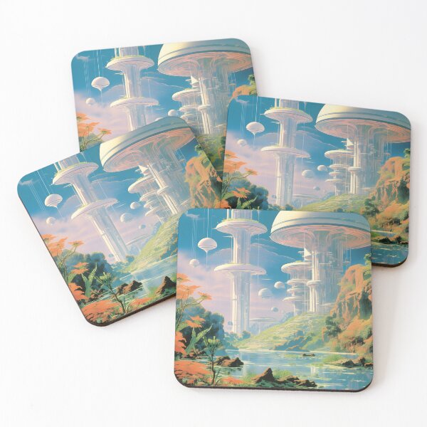 Item preview, Tower City of a Futuristic Utopian World and Pure River Nature designed and sold by Je-we.