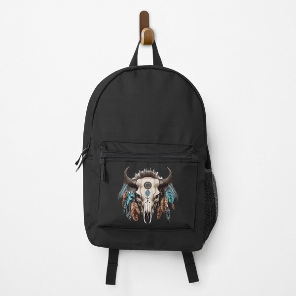 Item preview, Indians plume, Bull skull, Ethnic style, Watercolors designed and sold by Katarzyna Dembek.