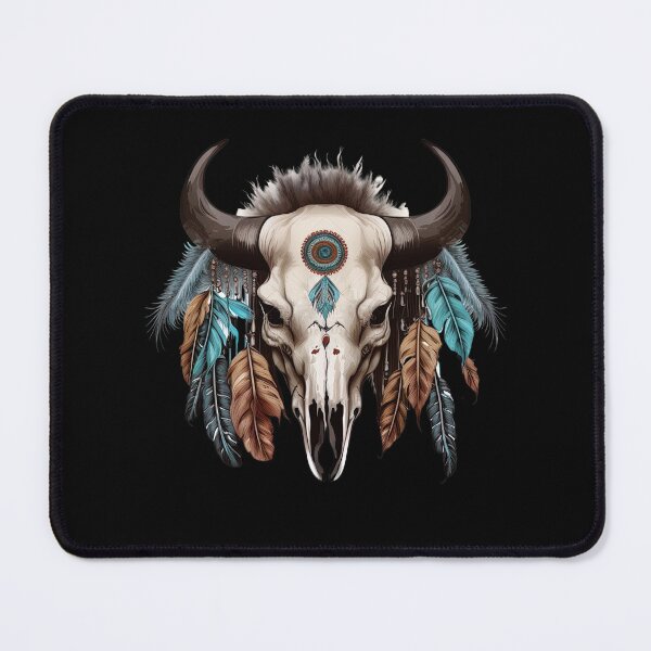 Item preview, Indians plume, Bull skull, Ethnic style, Watercolors designed and sold by Katarzyna Dembek.