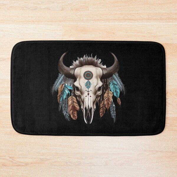 Item preview, Indians plume, Bull skull, Ethnic style, Watercolors designed and sold by Katarzyna Dembek.