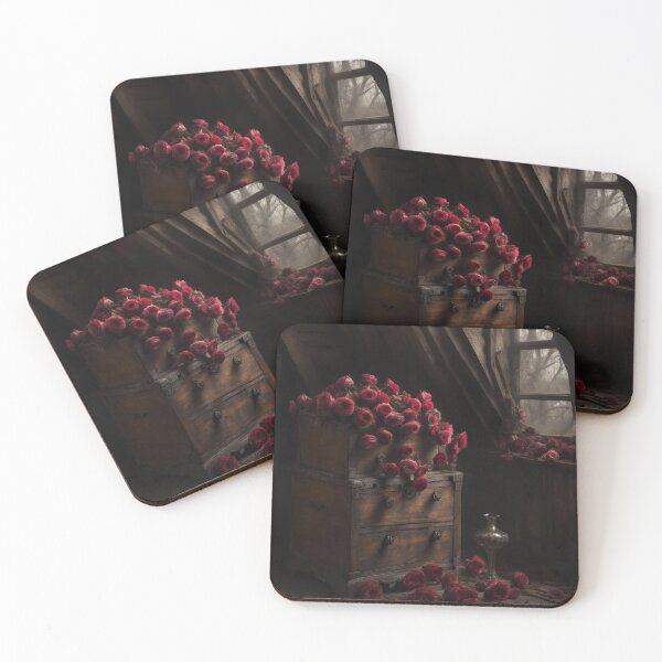 Item preview, red roses on an old dresser designed and sold by Noir-Artistry.