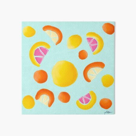 Citrus fruits: a Patterned Spirograph Collage Art Board Print for