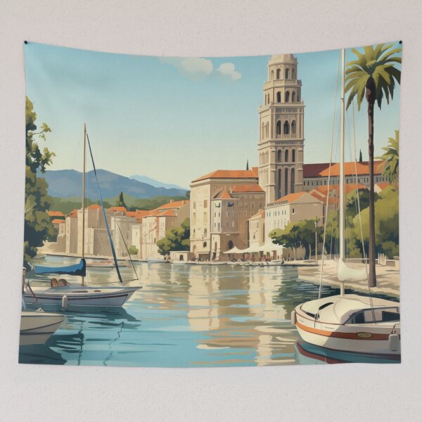Item preview, A Vintage Travel Illustration of Split - Croatia designed and sold by GoodOldVintage.