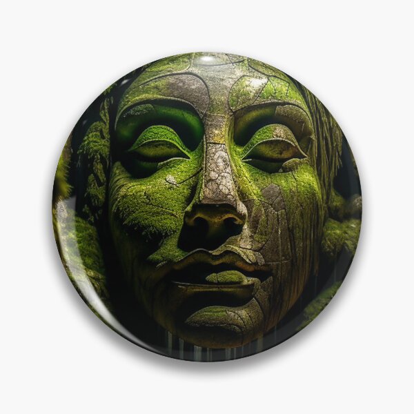 Item preview, Moss-covered stone face designed and sold by AICreatorin.