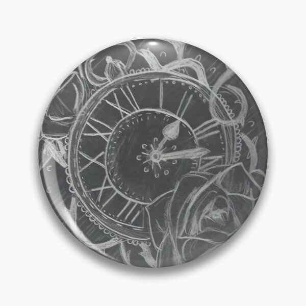 Item preview, Negative sketch clock with roses and brambles designed and sold by LecarnetdeLeo.