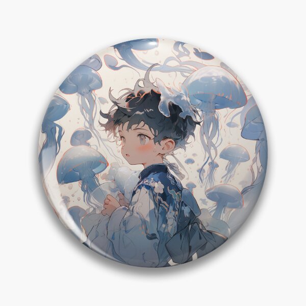 Item preview, Young Boy looking at flying jellyfish designed and sold by lune-art.