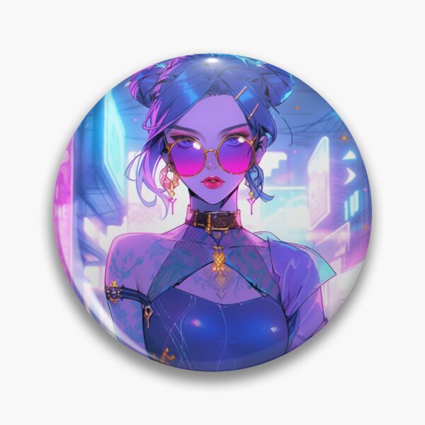 Item preview, "90s Cyberpunk Anime Girl Olivia in Miami Nightlife: A Fusion of Nostalgia and Neon Glamour! designed and sold by RIAiCreations.