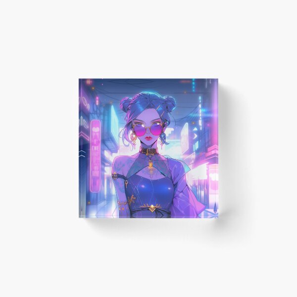 Item preview, "90s Cyberpunk Anime Girl Olivia in Miami Nightlife: A Fusion of Nostalgia and Neon Glamour! designed and sold by RIAiCreations.